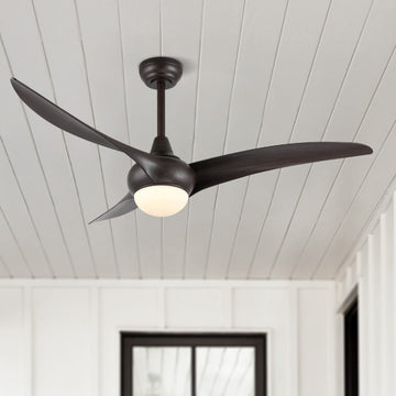 Aviator 52" Coastal Vintage Iron/Plastic Mobile-App/Remote-Controlled 6-Speed Retro Swirl Integrated LED Ceiling Fan